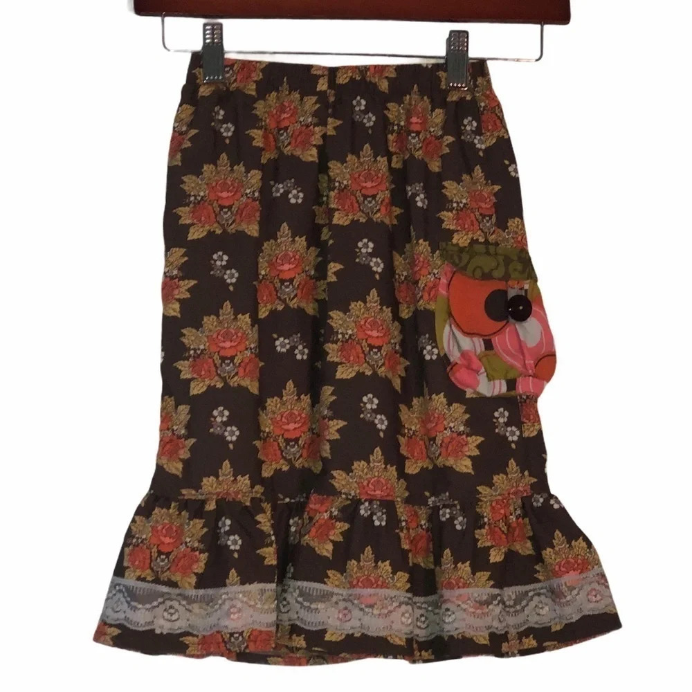 MATILDA JANE sz 2 girls brown floral ruffle pants